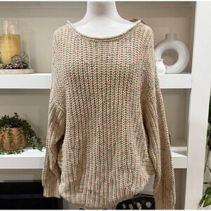 Free People Oversized Sweater Women's XS Beige Knit